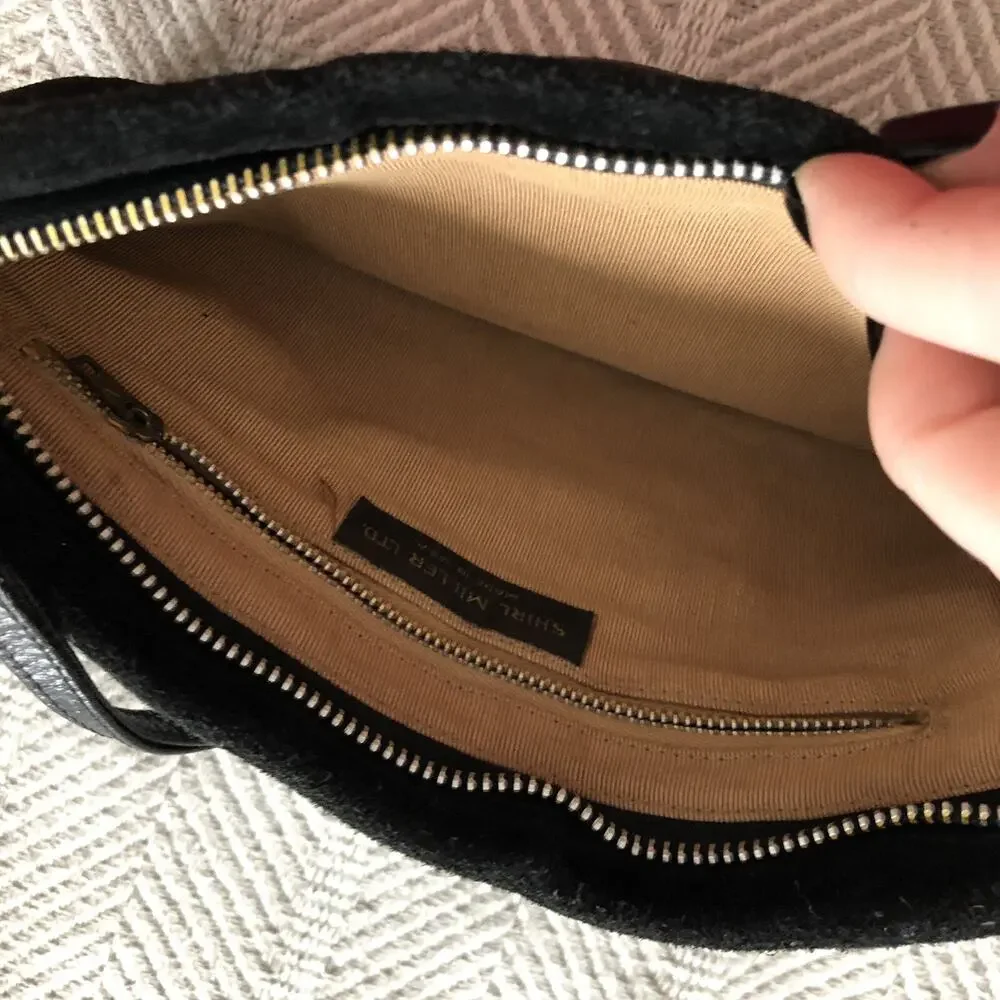 Black Suede Clutch Wristlet Shirl Miller Ltd Purse USA Excellent Vintage